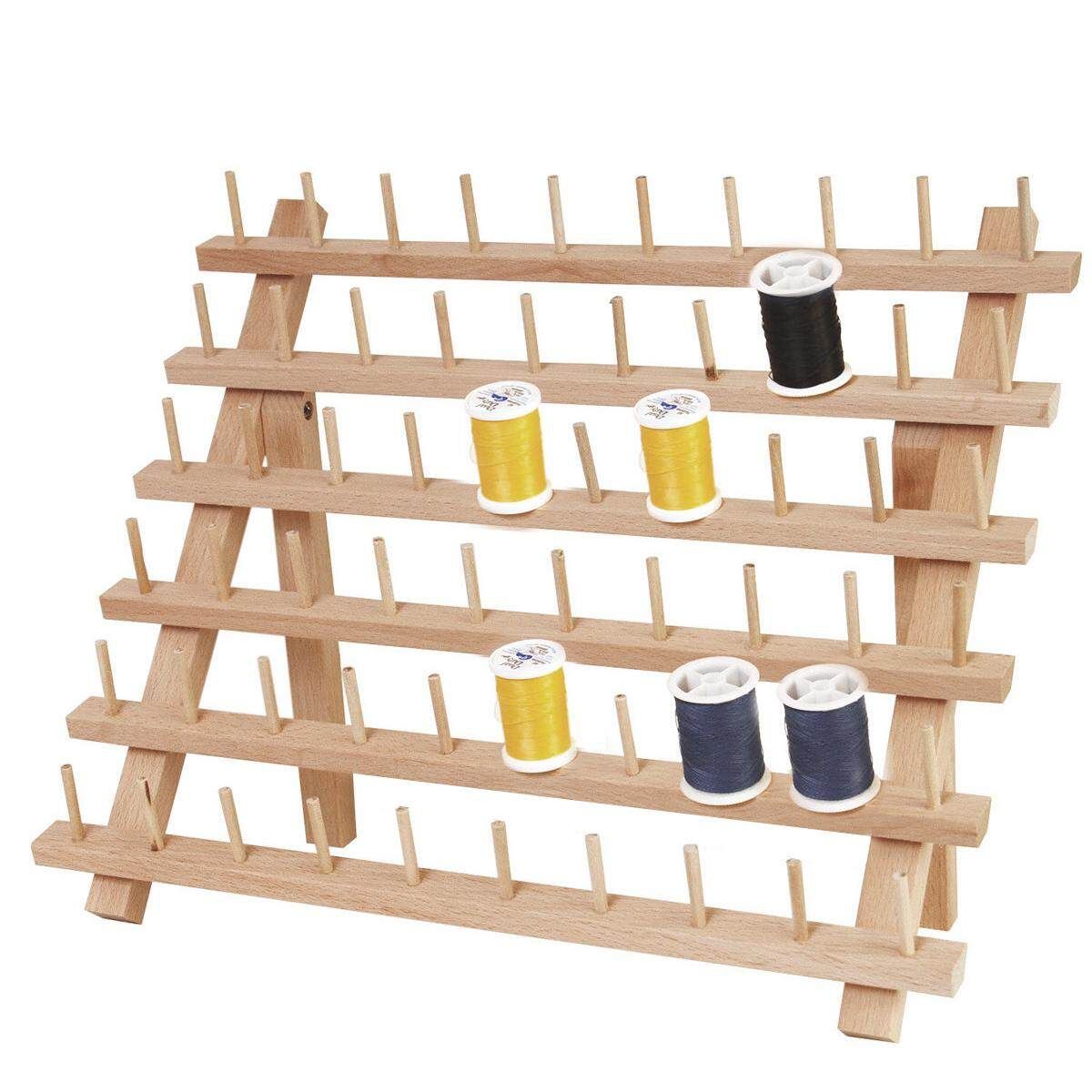 Wood Tailor Rack 60 Spools Sewing Thread Organizer Storage Holder Bobbin Sew