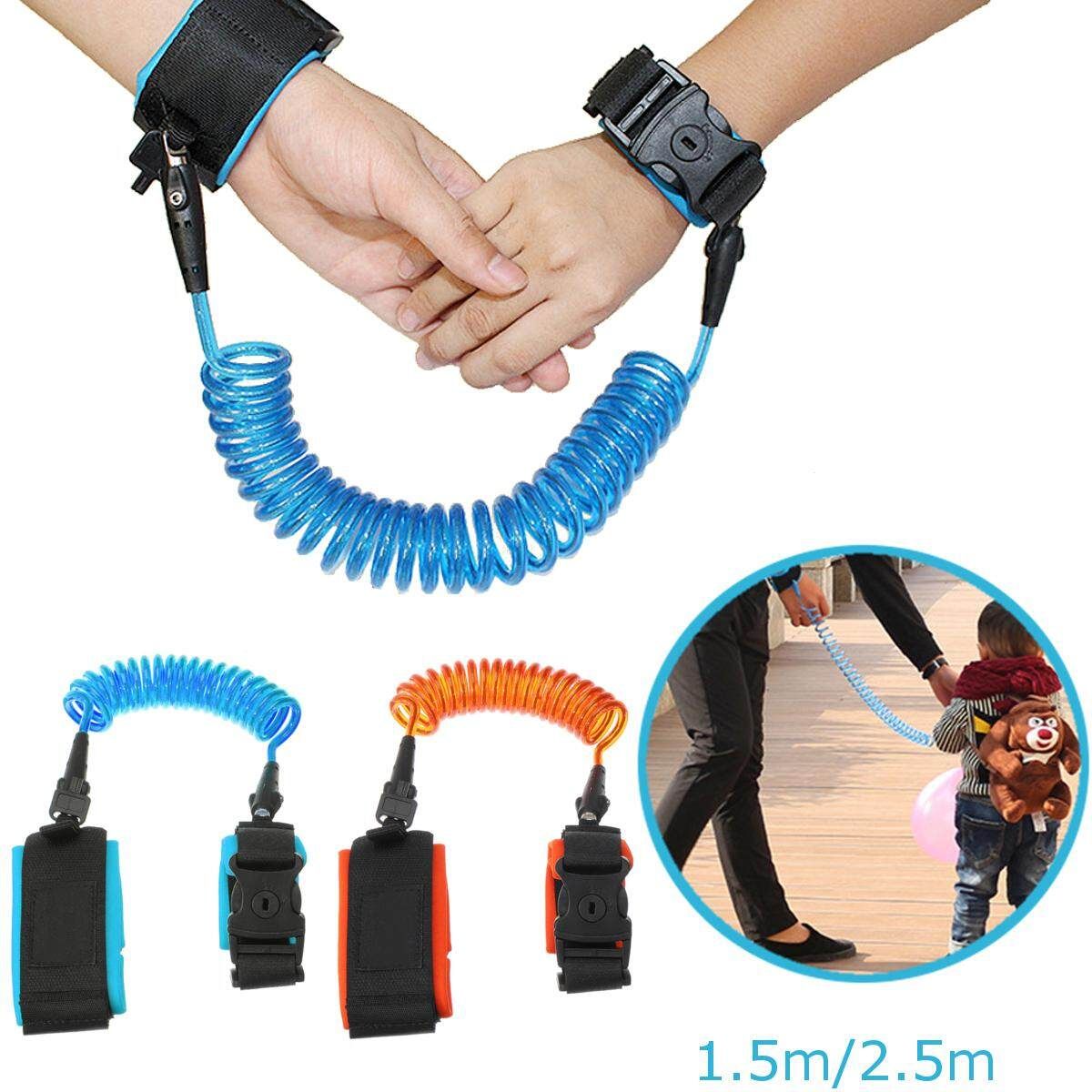 1.5m Kids Baby Harness Anti-Lost Wrist Band Child Safety Strap Waist Leash With Lock Blue 1.5 M Lock