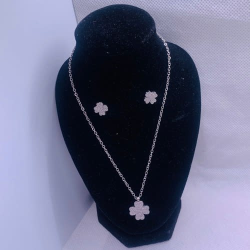 Ladies Necklace Set + Ring + Clip Earring Bundle