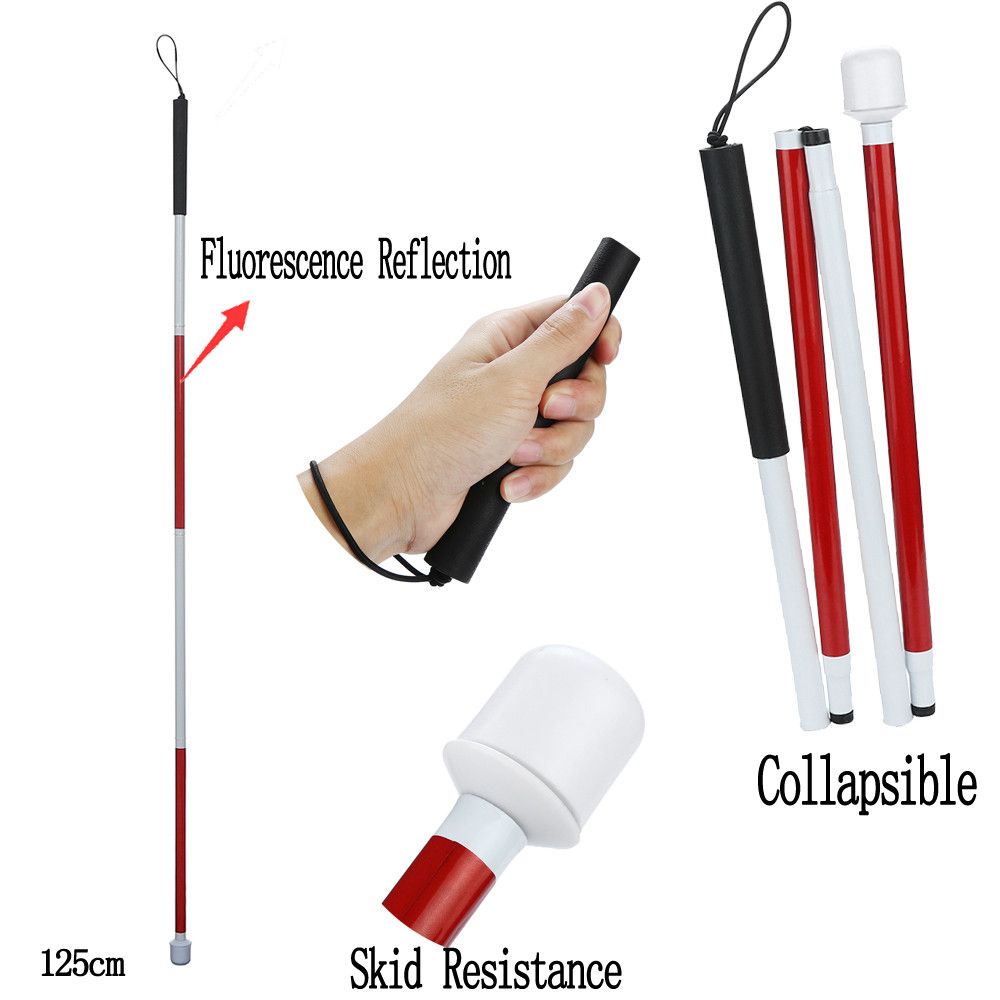 Outdoor Anti-Fall Cane Folding Blind Stick 4 Sections Blind