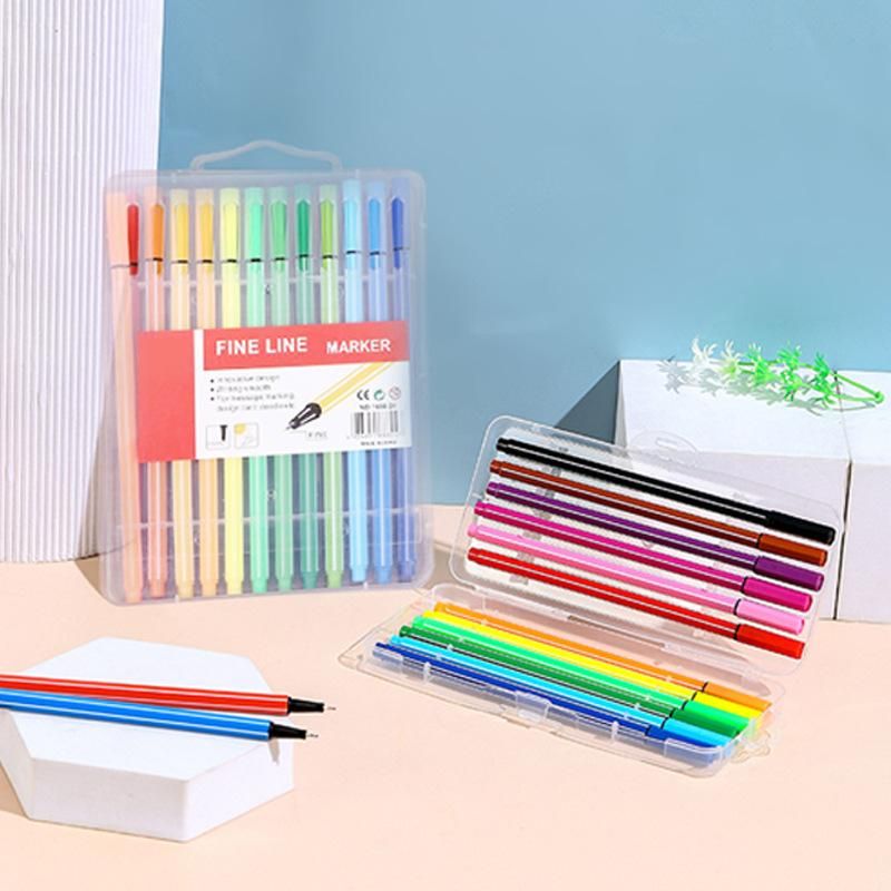 Hook line pen signature pen 6-24 color PVC bag set very fine 0.4 needle tube metal nylon pen tip ink pen 24 colors PP box