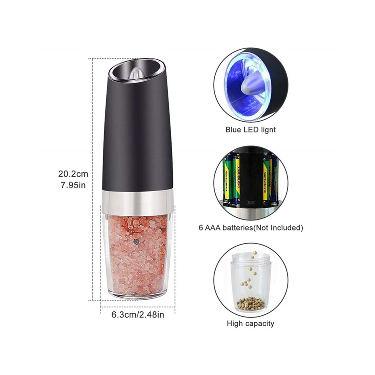 Electric Pepper Grinder Automatic Gravity Induction Salt