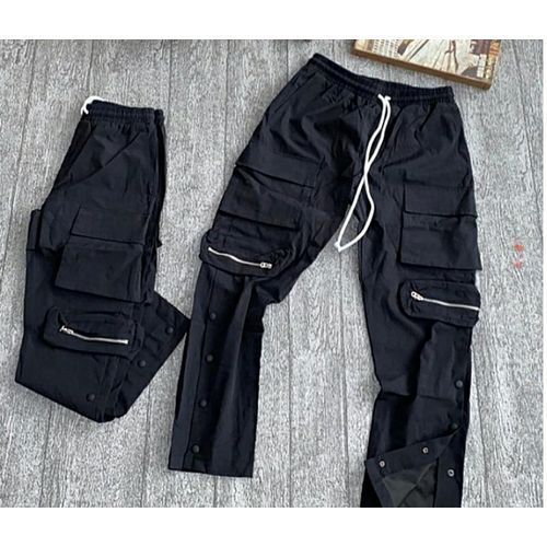 Black Zippers Cargo With Jogger With Button Legs