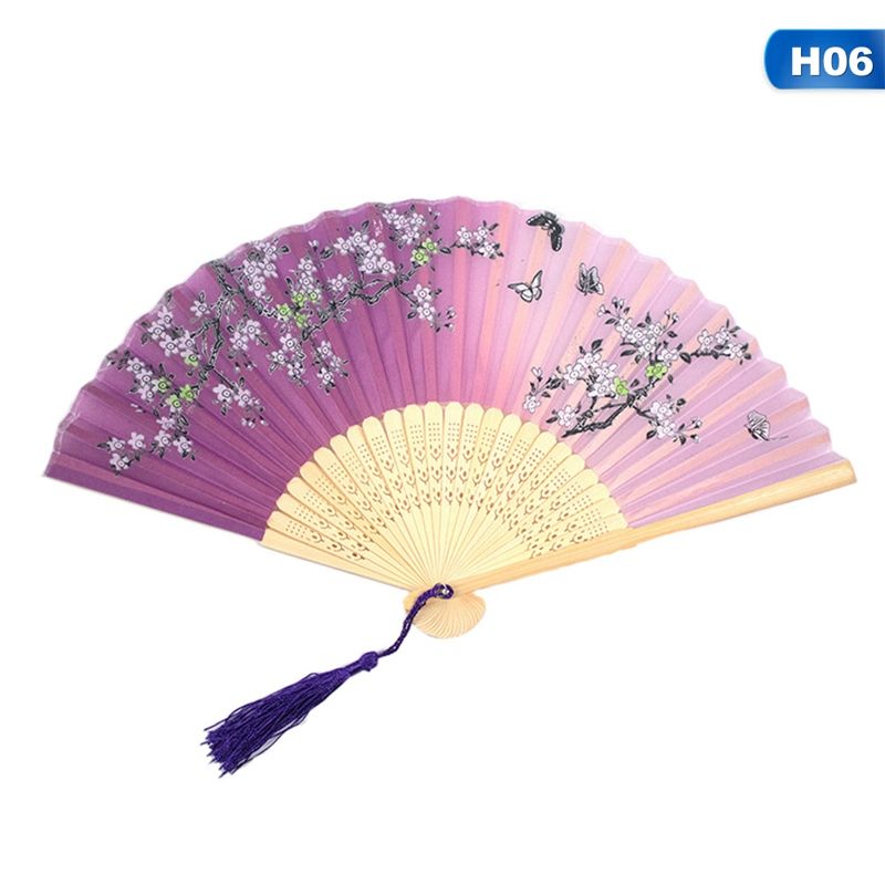 Pocket Fan Gifts Party Wedding Chinese Colorful Vintage Held Hand Folding Flower Dropshipping 1pc Dance Bamboo Summer