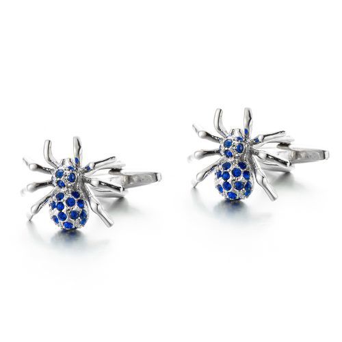 Business French Cufflinks Blue Crystal Spider Cufflinks