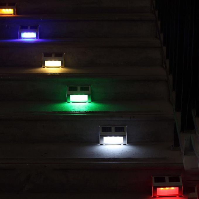 Solar Powered Wall Mount Lamps Outdoor For Garden Pathway Step Orange