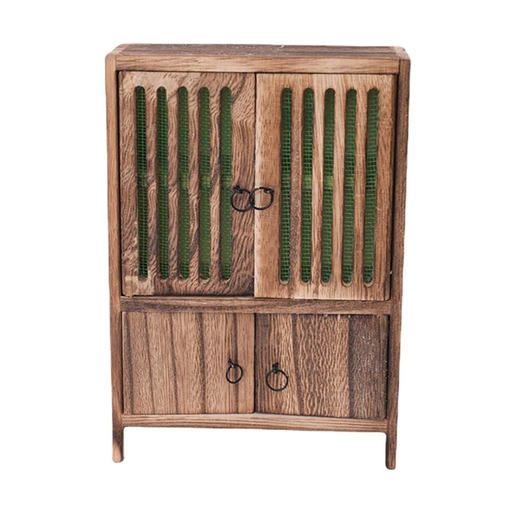 1/12 DollHouse Miniature Kitchen Retro Wooden Cupboard Dollhouse Ornaments Accessories