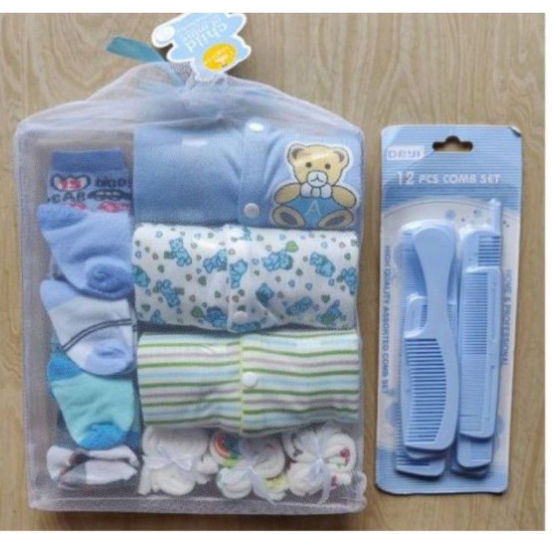 Baby Sleepsuit,Socks,Wash Cloth, And Comb Set(Combo Pack)