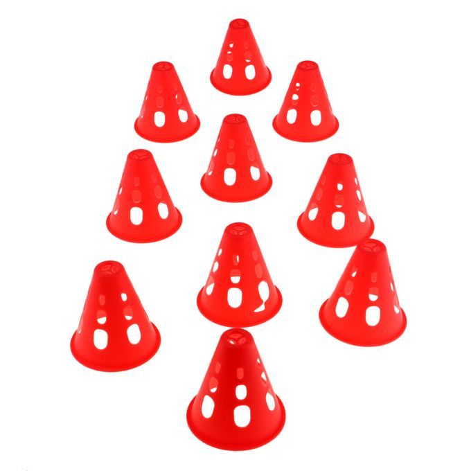 10 Pcs Plastic Windproof Roadblock Sports Training Traffic Cone Red