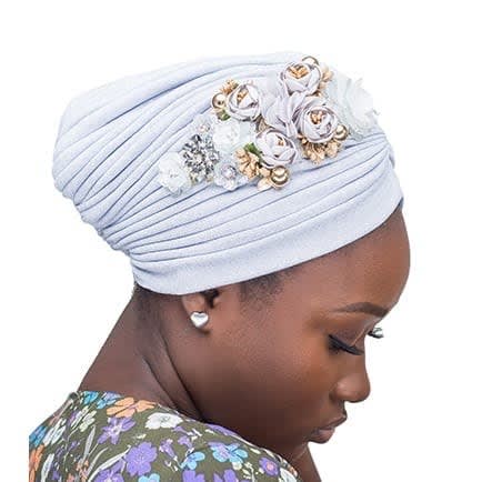 Women's Embroidery Turban- Silver