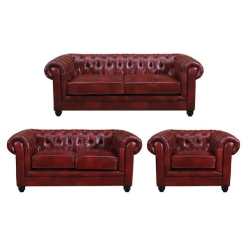 6 Seater Red Chesterfield Sofa Set