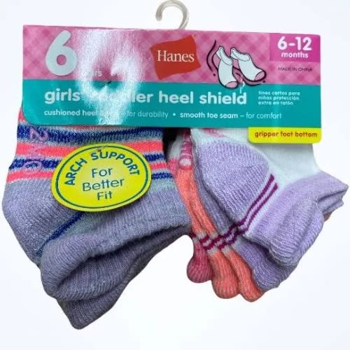 Girls' Toddler Heel Shield Socks - 6 Pairs