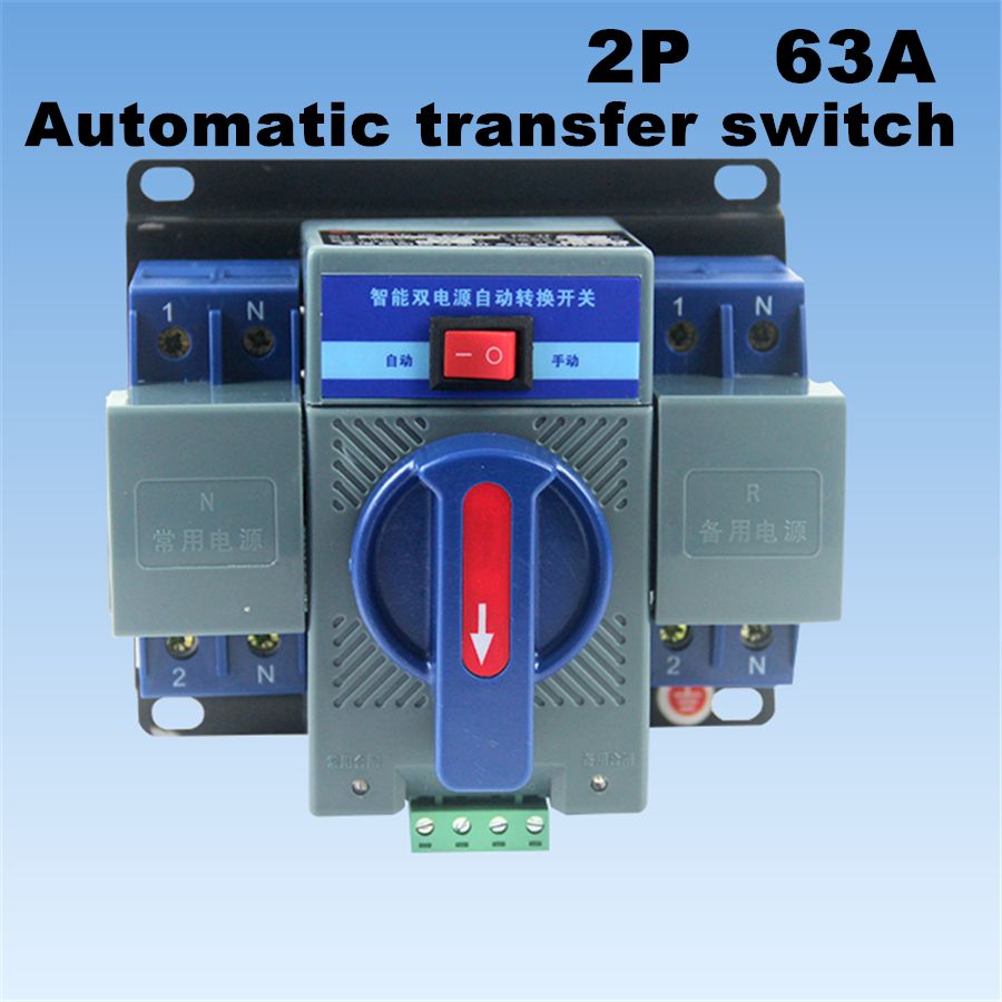 63A Power 2P Dual Switch Transfer MCB Automatic 230V Type