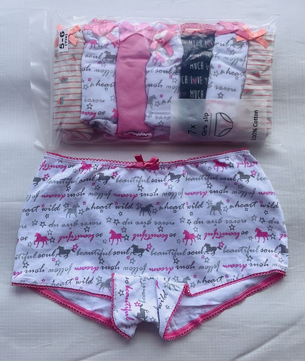 5-6 Yrs 7 Pack Colored Girls Briefs- B13