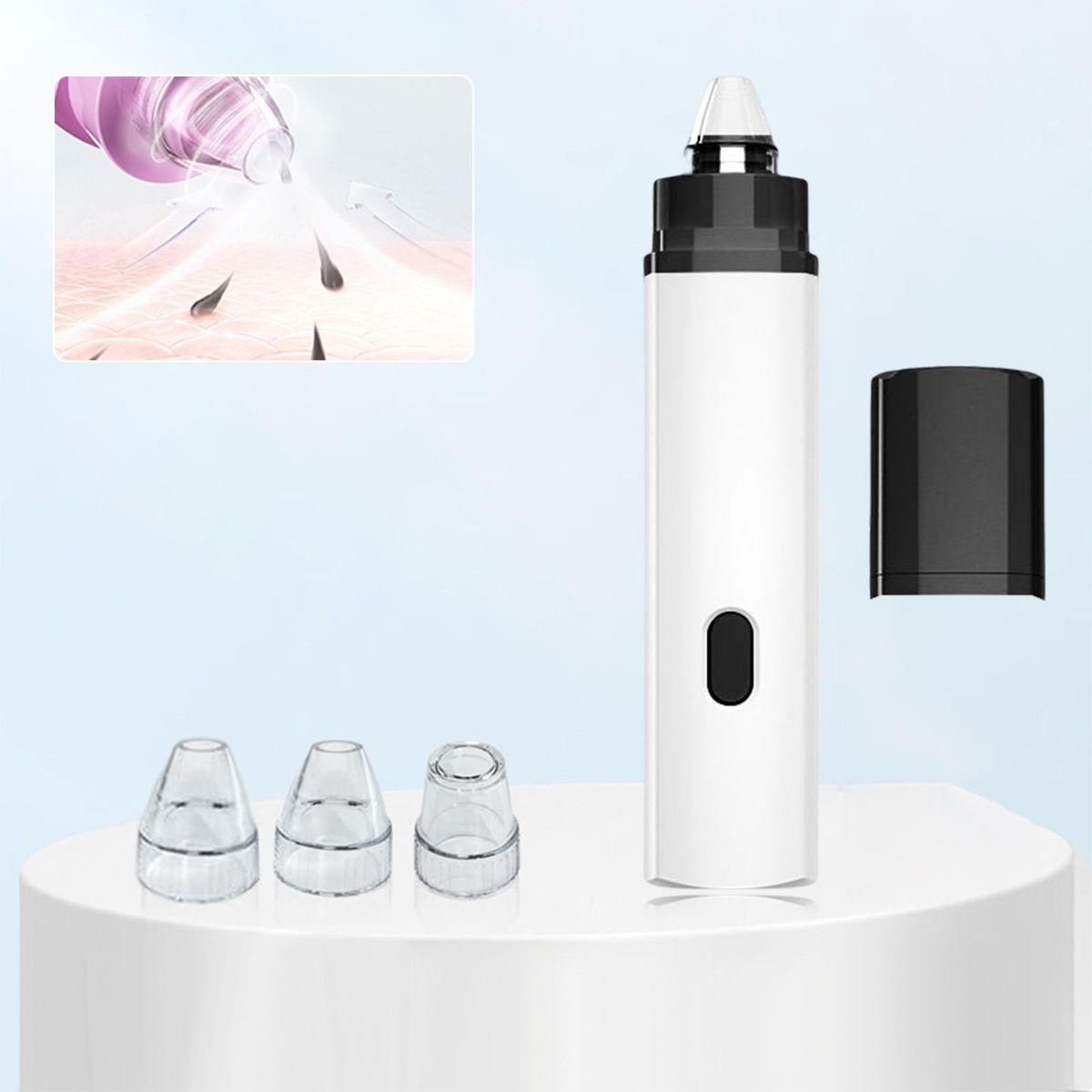 Head Remover Pore Vacuum 3 Replaceable Probes Cleaner For Black