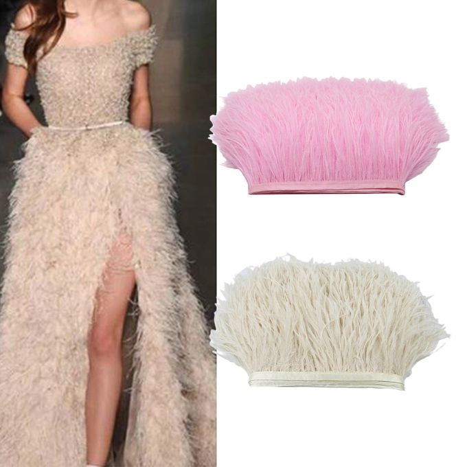 Ostrich Feather Fringe Trim Craft Hat Millinery Light Pink Khaki