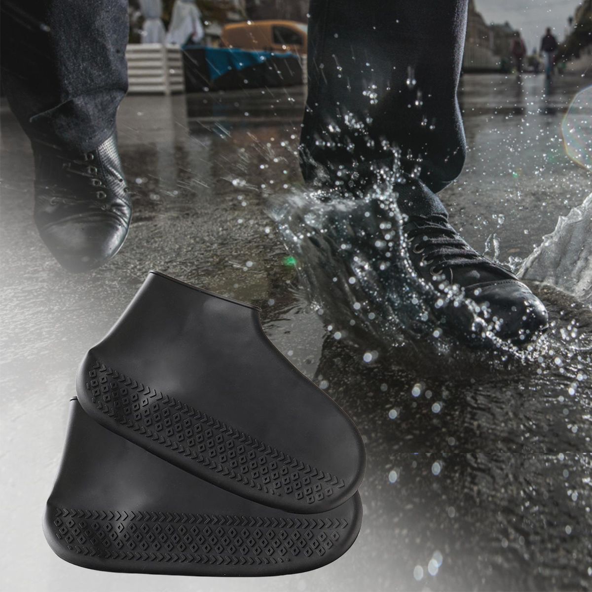 Waterproof Silicone Shoe Covers For Rain Travel Black S