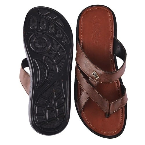 ODJ Mens Leather Slippers - Brown