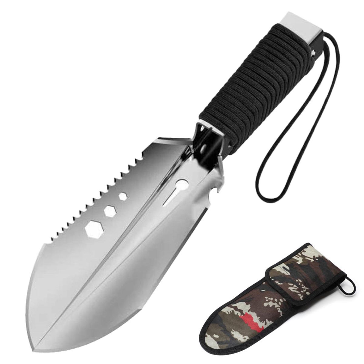 8 in 1 Multi-Tool Camping Shovel Outdoor Portable Hand Shovel with Storage Pouch for Hiking Backpacking Gardening