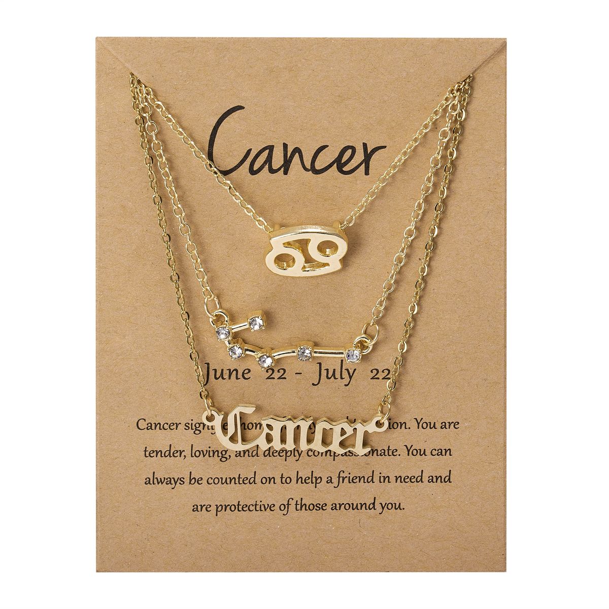 Zodiac Symbol Starry Sky Pendant Necklace Cancer Gold