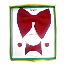 Wedding Set - Bow Tie, Cuff-links & Pocket Apparel - Red