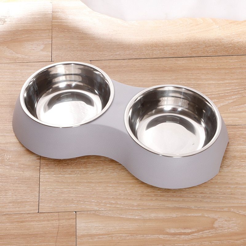 Double Pet Bowls Dog Food Water Feeder Stainless Steel Pet Drinking Dish Feeder Cat Puppy Feeding Supplies  Cat Food Container