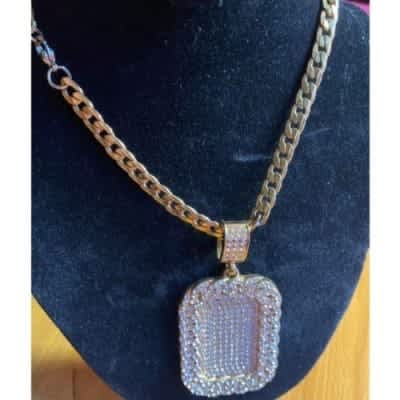 Iced Thick Men's Necklace And Pendant - Gold