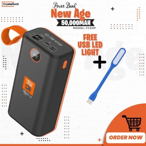 Fc50p Power Bank - Typec Input + Led Light - 50000mah