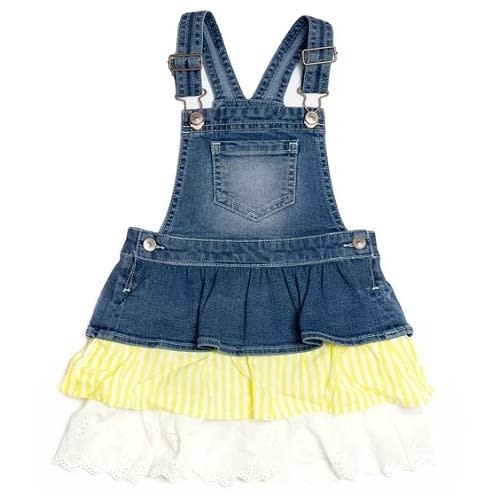 Toddler Girls Denim Jeans Lace Tutu Overall Skirtall