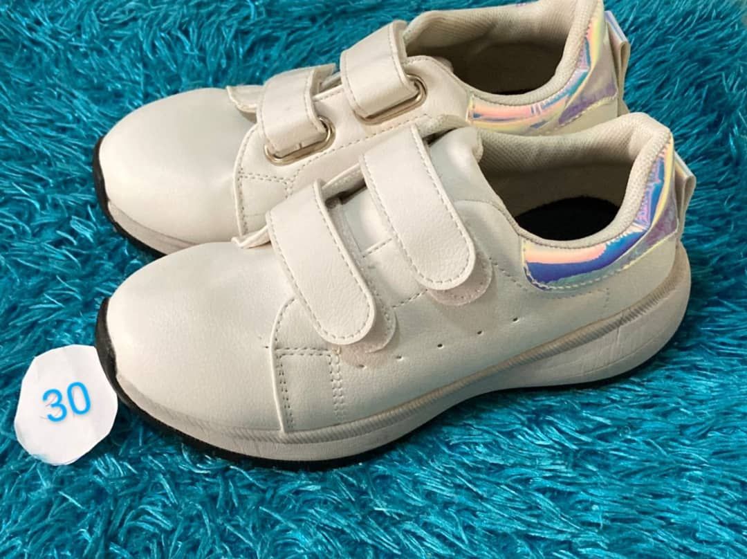 Girls White School Sport Sneakers