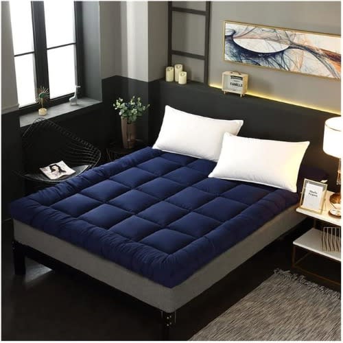 Navy Blue Fluffy Bed Topper - 5inches