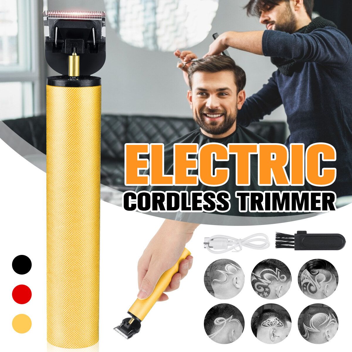 Men Professional Hair Clippers Electric Hair Trimmer Hair Machine Barber Be Able To Charge Mobile Phone Black