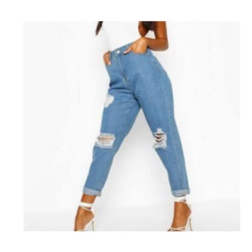 Boyfriend Rippled Jean - Blue