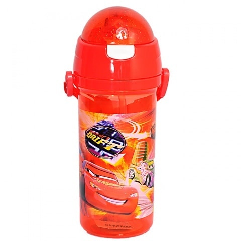Cars Transparent Plastic Water Bottle - Red