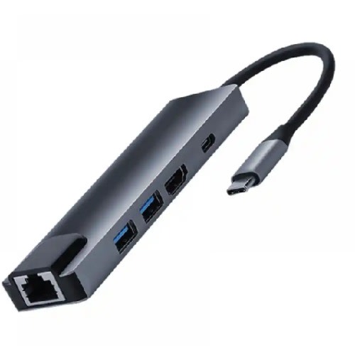 5 In 1 Usb Type C Hub Hdmi Rj45 Lan Adapter For Macbook Pro