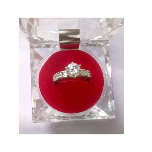 Splendid Diamond Sterling Silver Ladies Engagement Ring