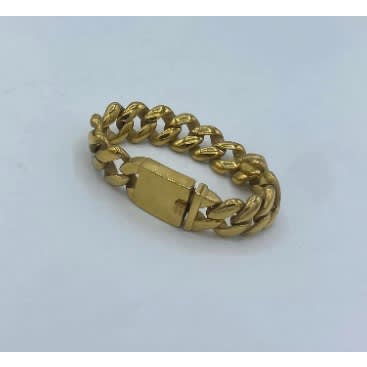 Stylish Cool Ski Cuban Men's Link Bracelet Gold 22mm