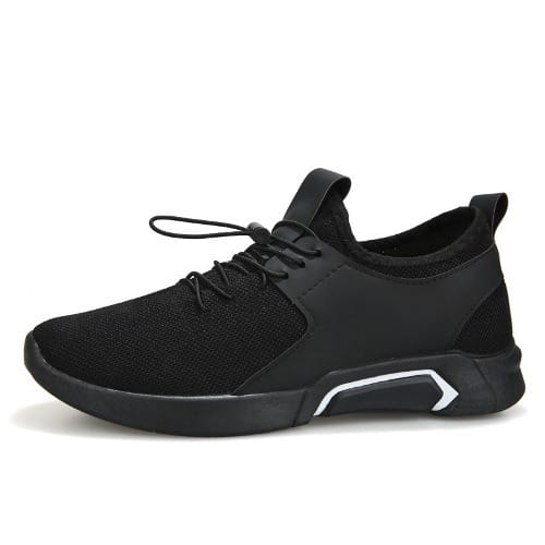 Men's Lace-up Breathable Sports Sneakers - Black