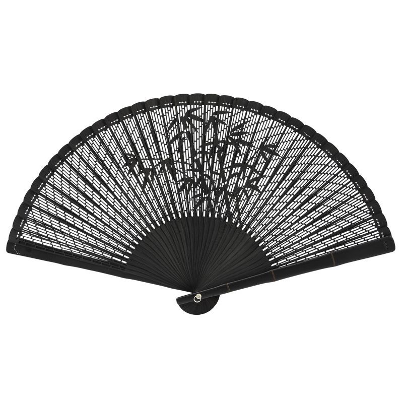 1 Fan Pcs Fan Folk Commemorative Leaf Black Gift Performance Bamboo Carved Dance Hand Joint Black Wedding Folding Gift Special