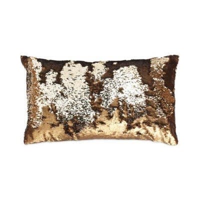 Copper Oblong Sequin Cushion Cover - Bronze