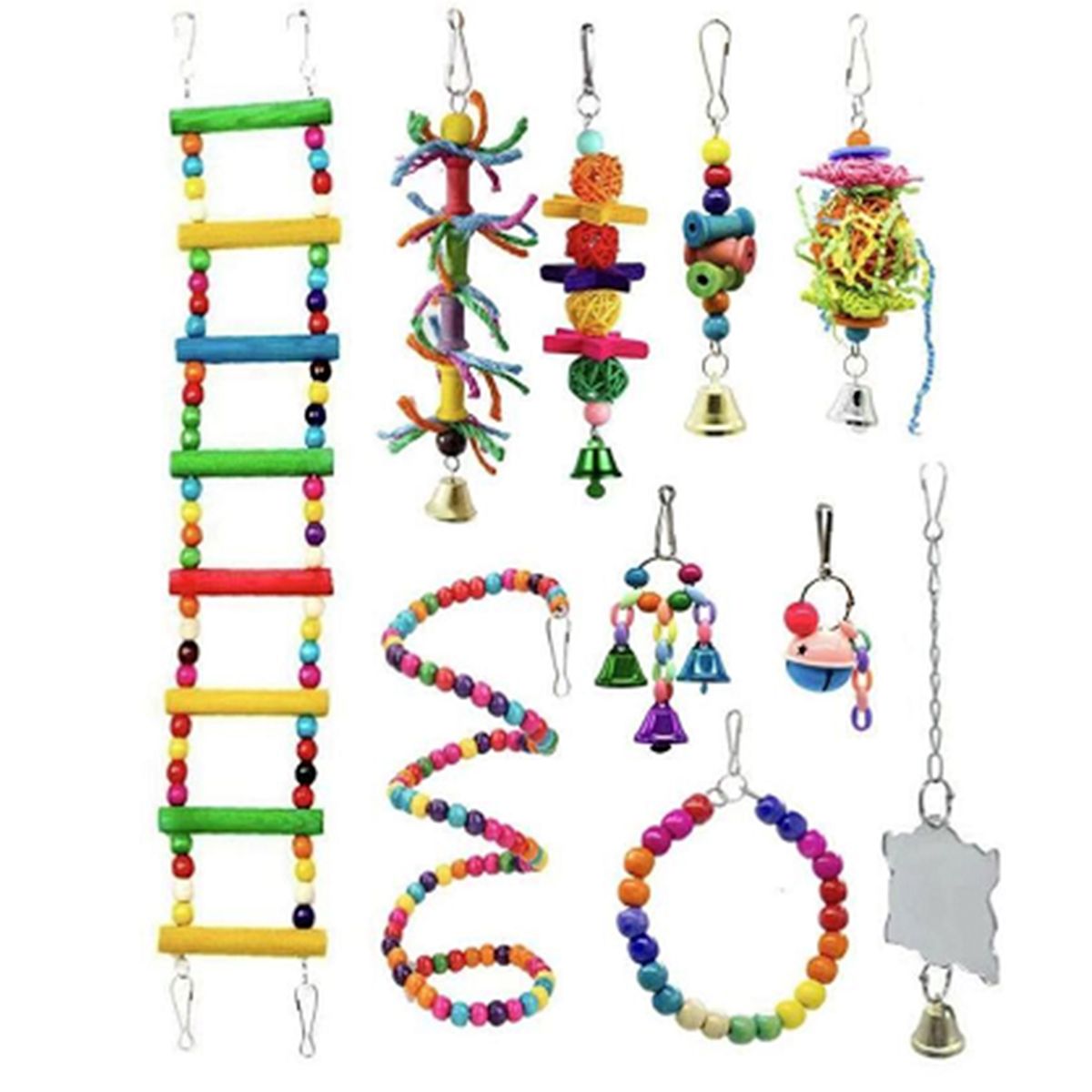 10pcs Bird Toys For Parrot Swing Climbing Rope Ladder