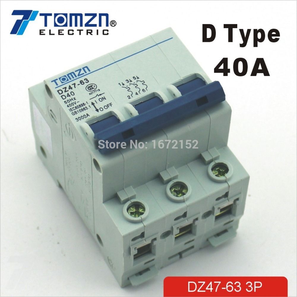 415V Circuit 4 MCB 40A D 240V Breaker 3P Type