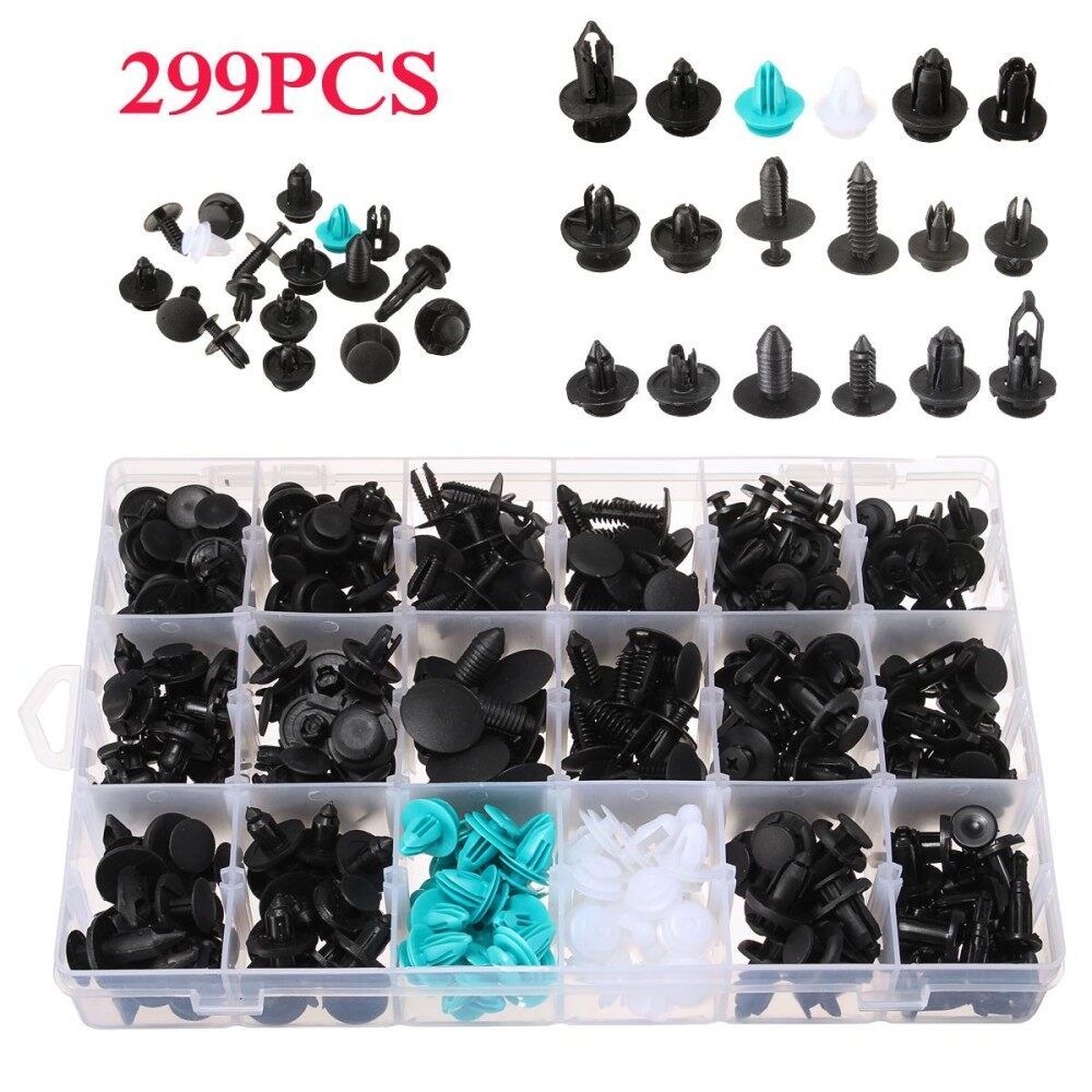 299pcs Car Push Pin Rivet Trim Fastener Moulding Clips Assortment Kit 18 Sizes