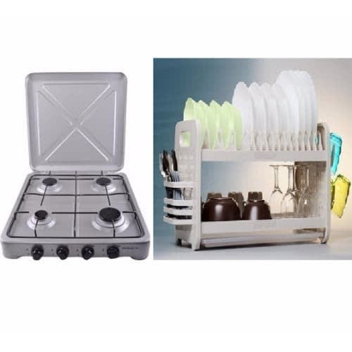 4burner Table Top Cooker + Ceramic Plate Rack