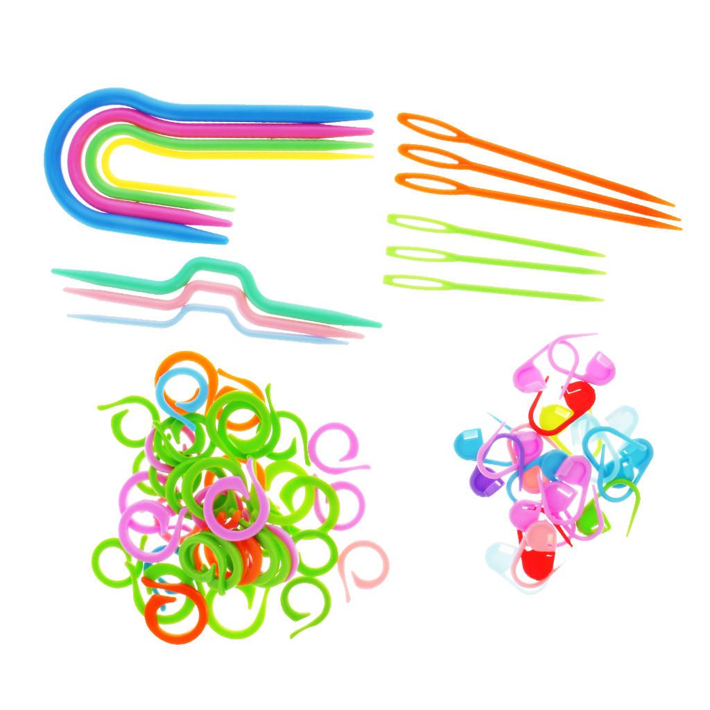 73Pcs Plastic Stitch Holders Needles Knitting Clip Marker Crochet Hook