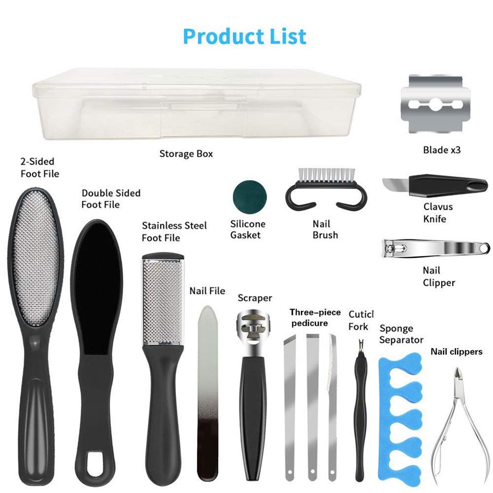17 In 1 Foot Care Kit Pedicure Tools Skin Remover Clean Kit