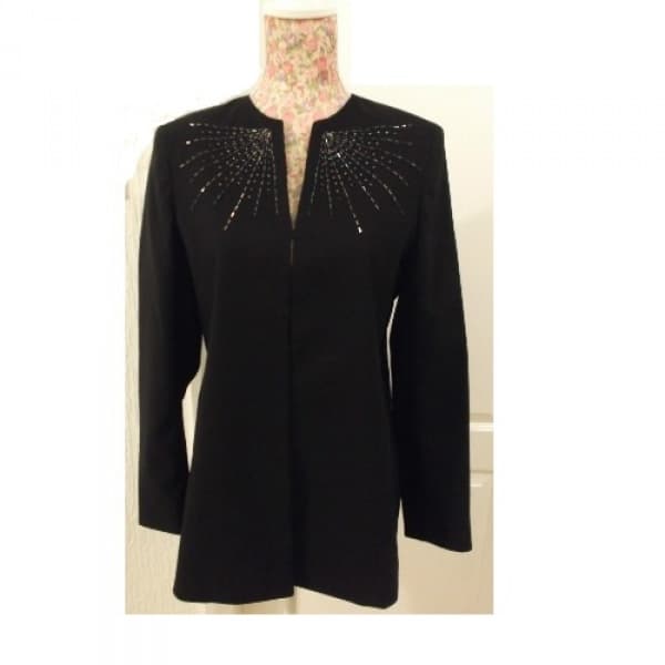 Ladies Black Blazer Jacket with Beaded Detail