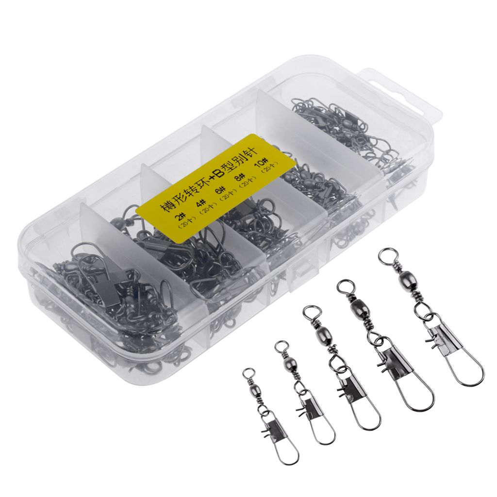 100Pcs 2#-10# Rolling Barrel  Swivels With Interlock Snap