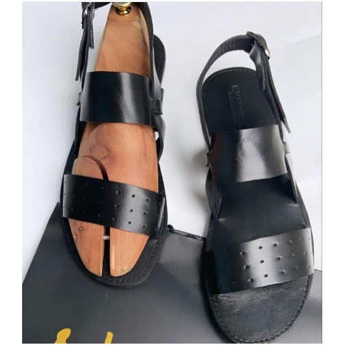 Leather Male Sandal - Black