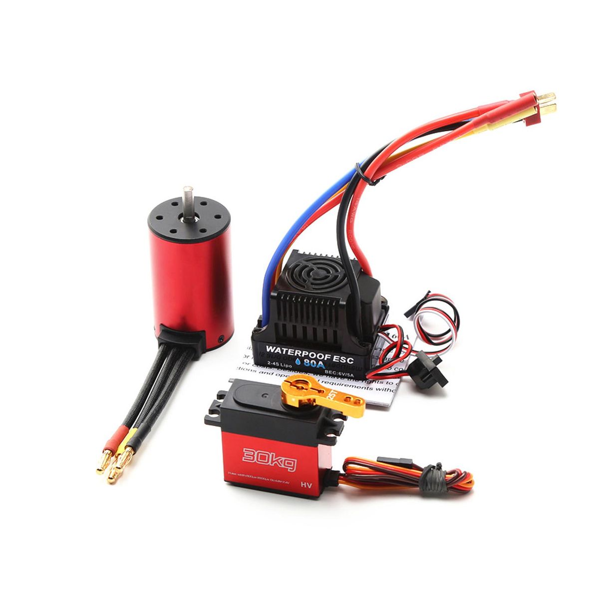 S3660 3100KV Brushless Motor Waterproof Motor 80A ESC 30KG Servo Replacement for Traxxas WLtoys RC Car Tamiya 1/8/ 1/10 RC Car